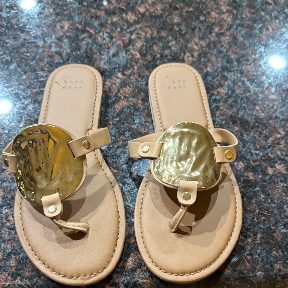 A New Day Gold and Beige Sandals